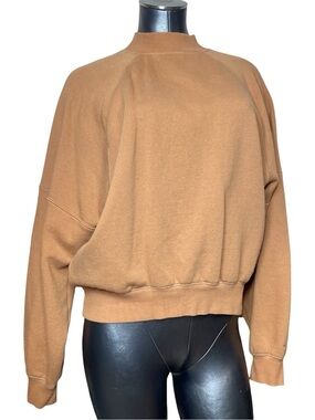 PINK Victoria’s Secret Camel Mock Neck Cropped Sweatshirt Womens Medium